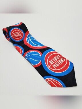 Detroit Pistons Men's Neck Tie Red & Blue Pattern RM Sport 56x3.75"